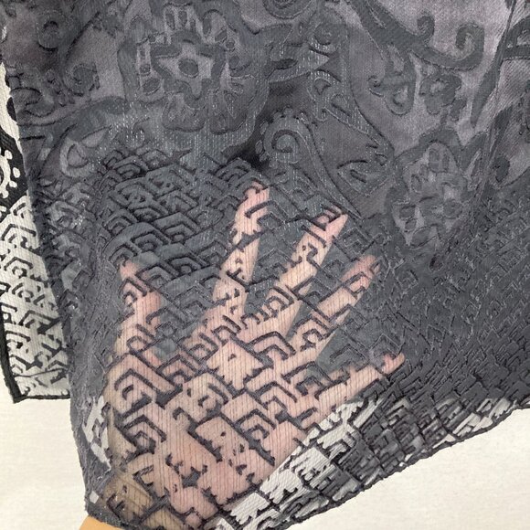 Calypso St. Barth Medium Gray Artsy Art to Wear Textured Side Slit Sheer Top - Picture 6 of 11